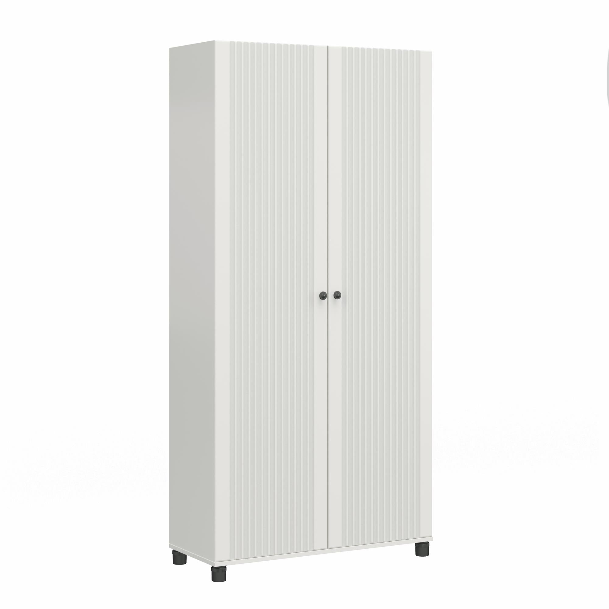 Systembuild Evolution Kendall Fluted 36" Wide 2 Door Storage Cabinet - White
