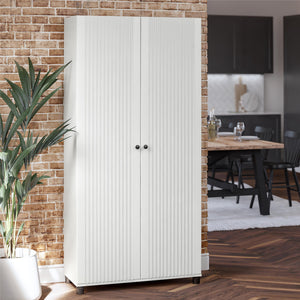 Systembuild Evolution Kendall Fluted 36" Wide 2 Door Storage Cabinet - White