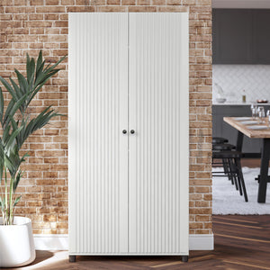 Systembuild Evolution Kendall Fluted 36" Wide 2 Door Storage Cabinet - White