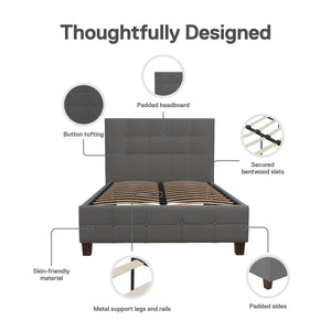 DHP Rose Upholstered Bed Frame - Gray - Twin