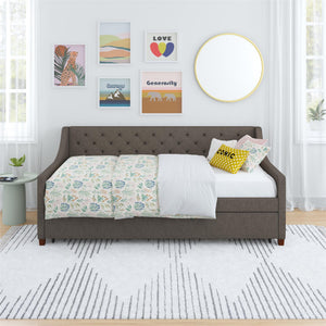 Novogratz Her Majesty Daybed and Trundle - Grey Linen - Twin