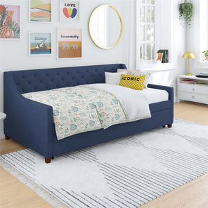 Novogratz Her Majesty Daybed and Trundle - Blue Linen - Twin