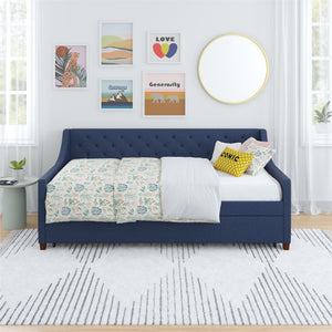 Novogratz Her Majesty Daybed and Trundle - Blue Linen - Twin
