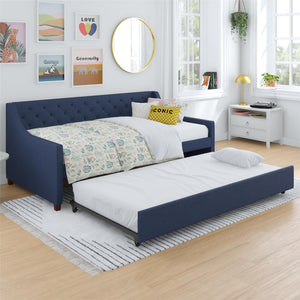 Novogratz Her Majesty Daybed and Trundle - Blue Linen - Twin