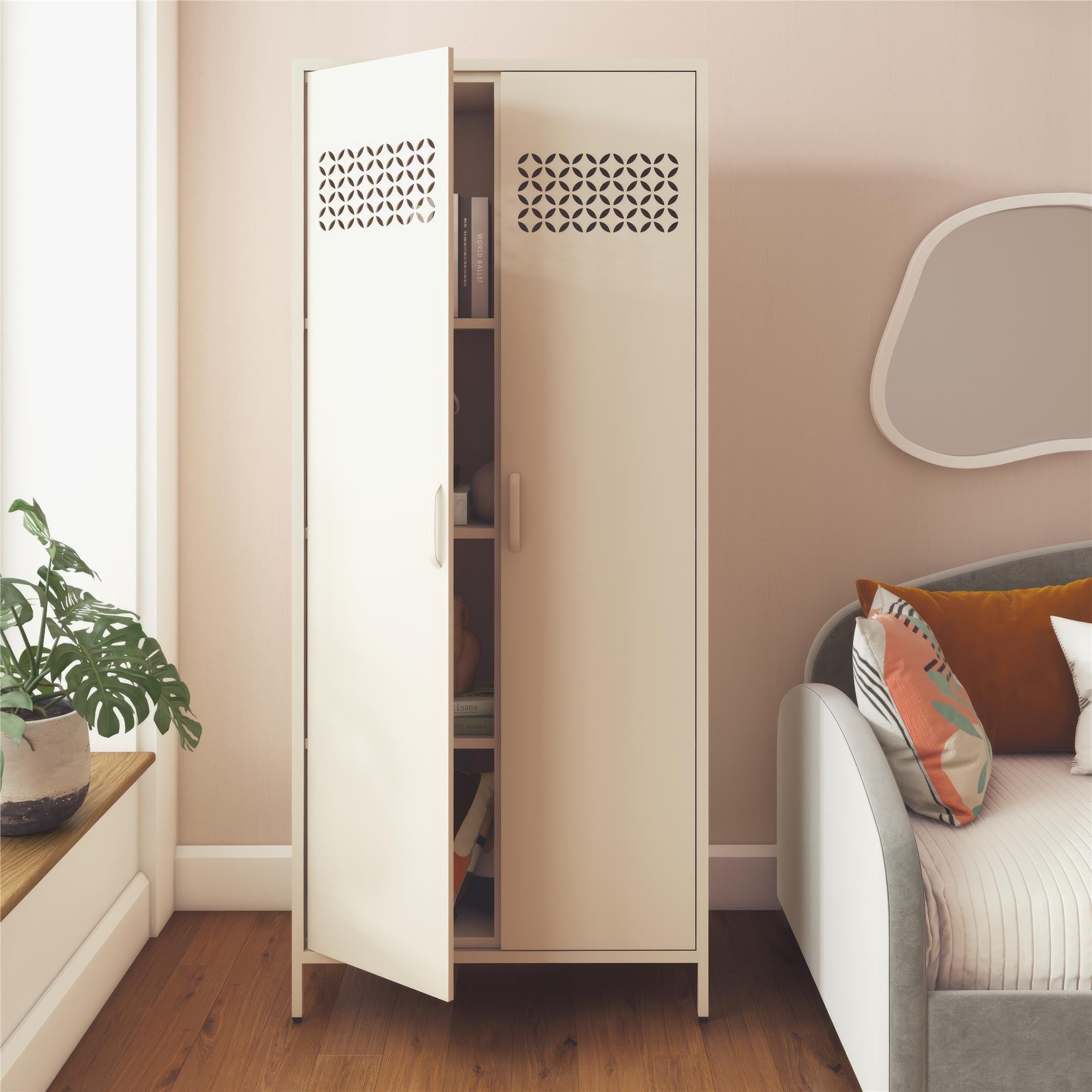 Mr. Kate Annie Tall Metal 2 Door Cabinet - Parchment