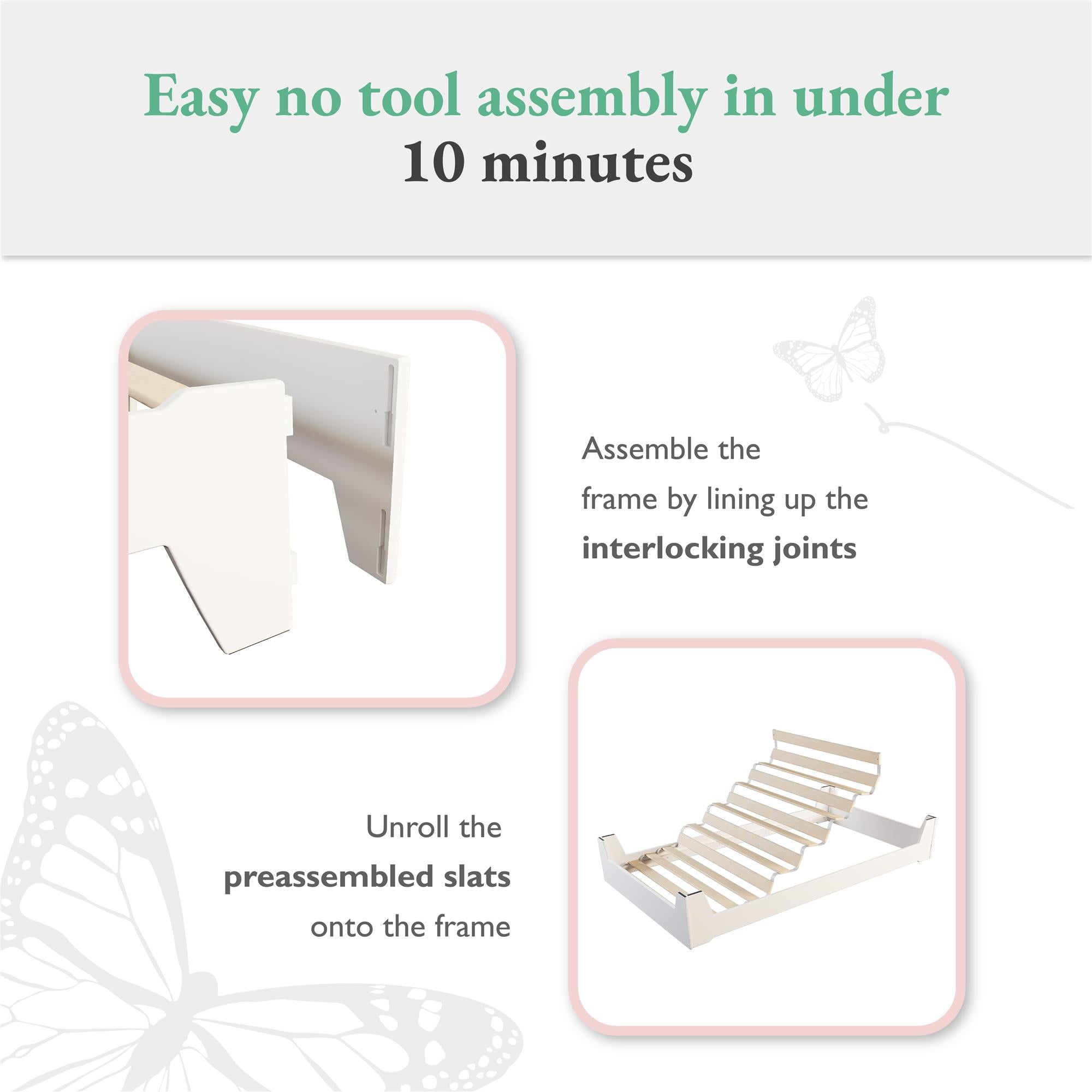 Little Seeds Alessi Toddler Montessori Flip Bed, White - White