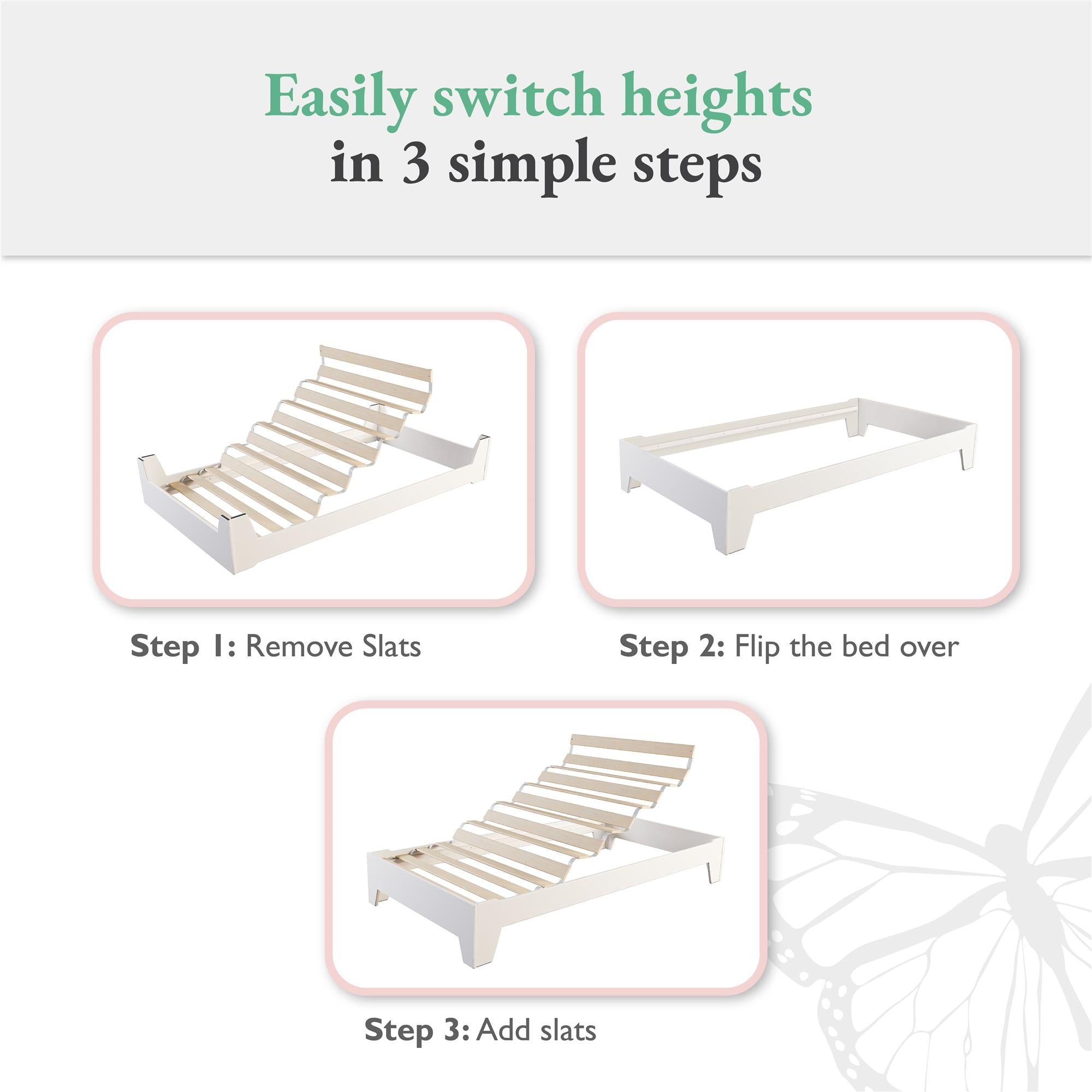 Little Seeds Alessi Toddler Montessori Flip Bed, White - White
