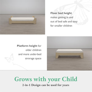 Little Seeds Alessi Toddler Montessori Flip Bed, Natural - Natural