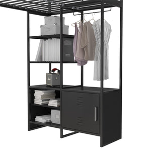 DHP Lanis Loft Bed with Desk and Storage - Black - Twin