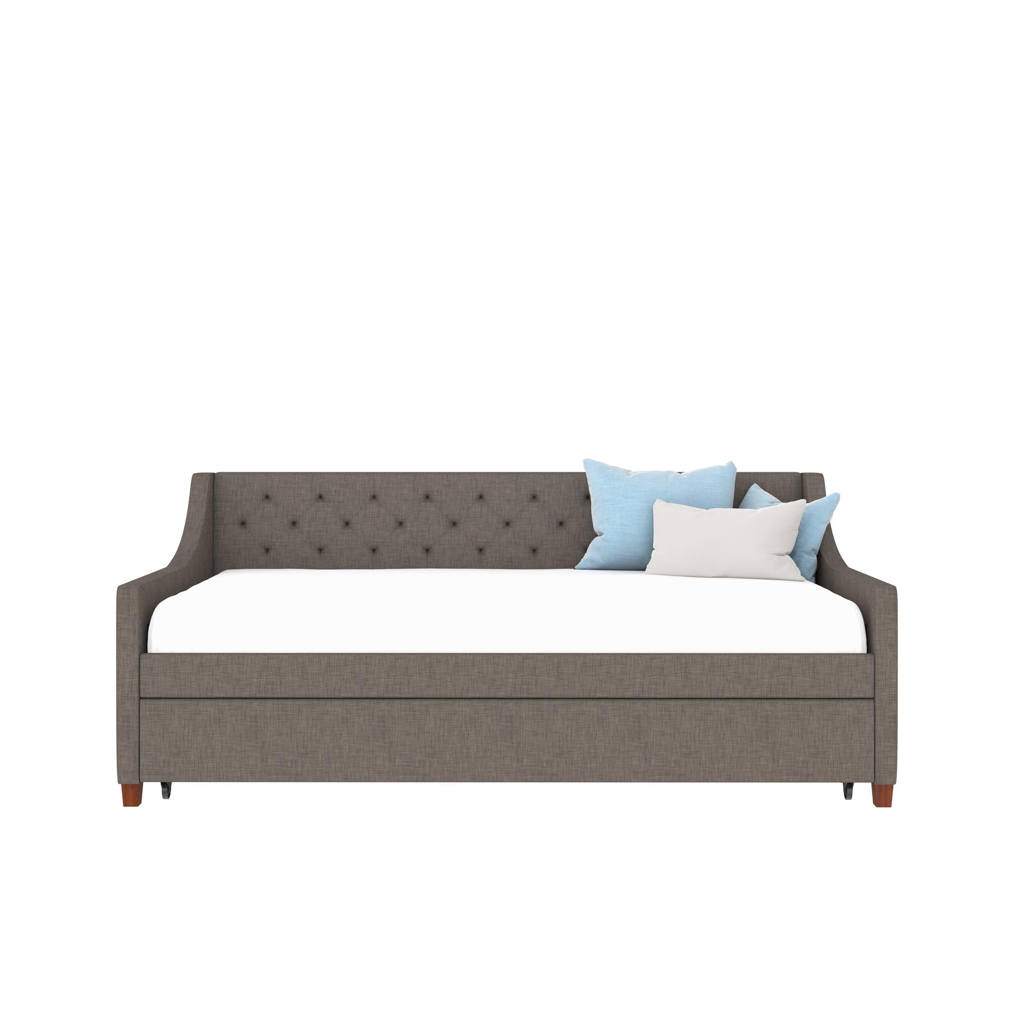 Novogratz Her Majesty Daybed and Trundle - Grey Linen - Twin
