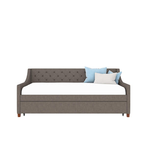 Novogratz Her Majesty Daybed and Trundle - Grey Linen - Twin
