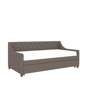 Novogratz Her Majesty Daybed and Trundle - Grey Linen - Twin