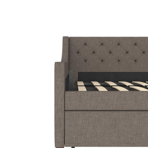 Novogratz Her Majesty Daybed and Trundle - Grey Linen - Twin