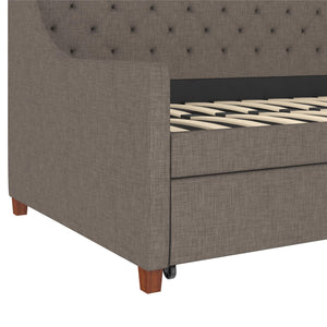 Novogratz Her Majesty Daybed and Trundle - Grey Linen - Twin