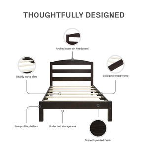 DHP Braylon Twin Size Bed Frame - Espresso - Twin