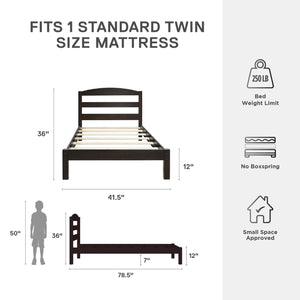 DHP Braylon Twin Size Bed Frame - Espresso - Twin