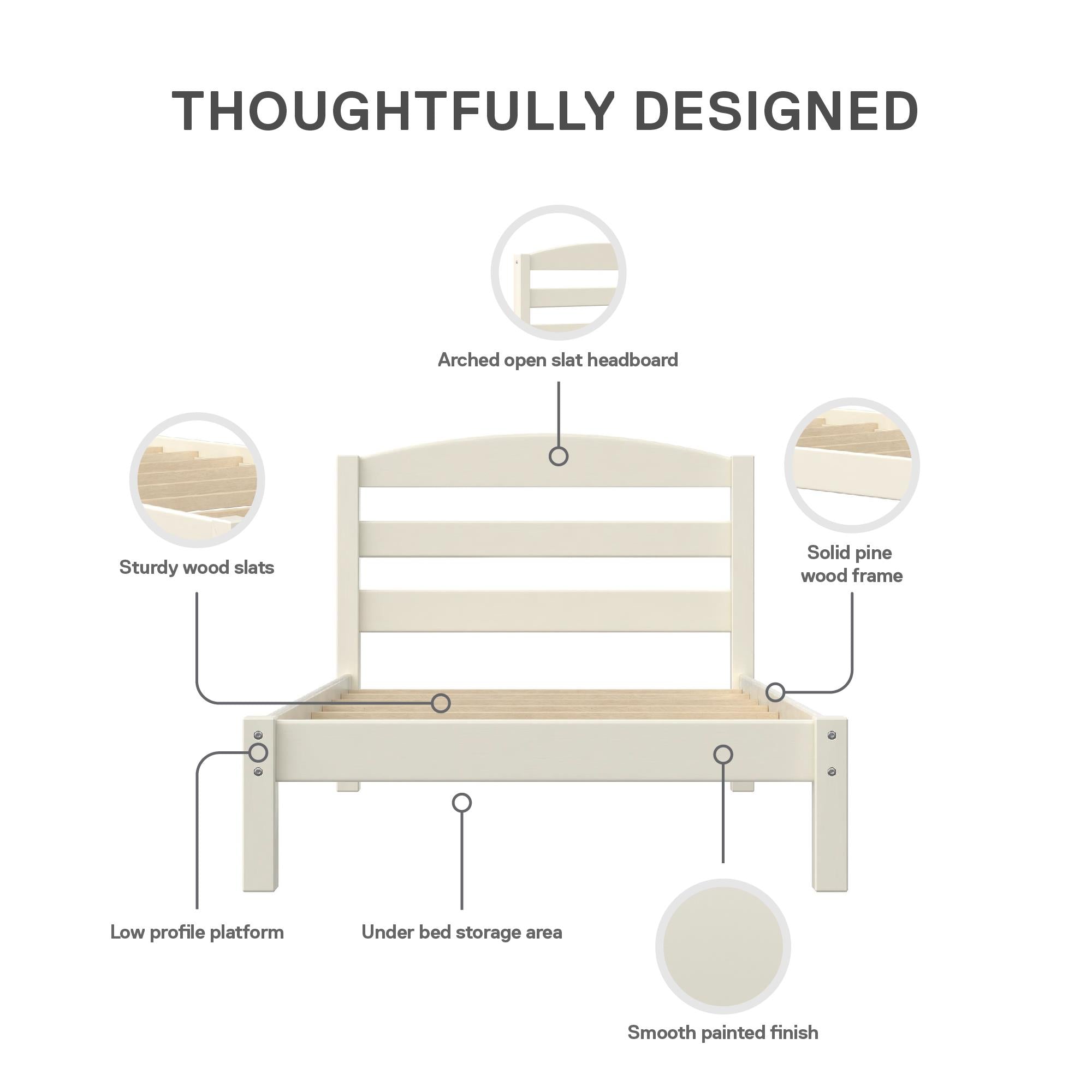 DHP Braylon Twin Size Bed Frame - White - Twin