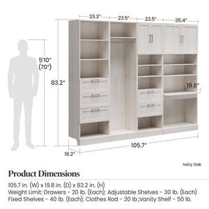 Systembuild Evolution Elba 4 Unit Modular Closet Bundle - Ivory Oak