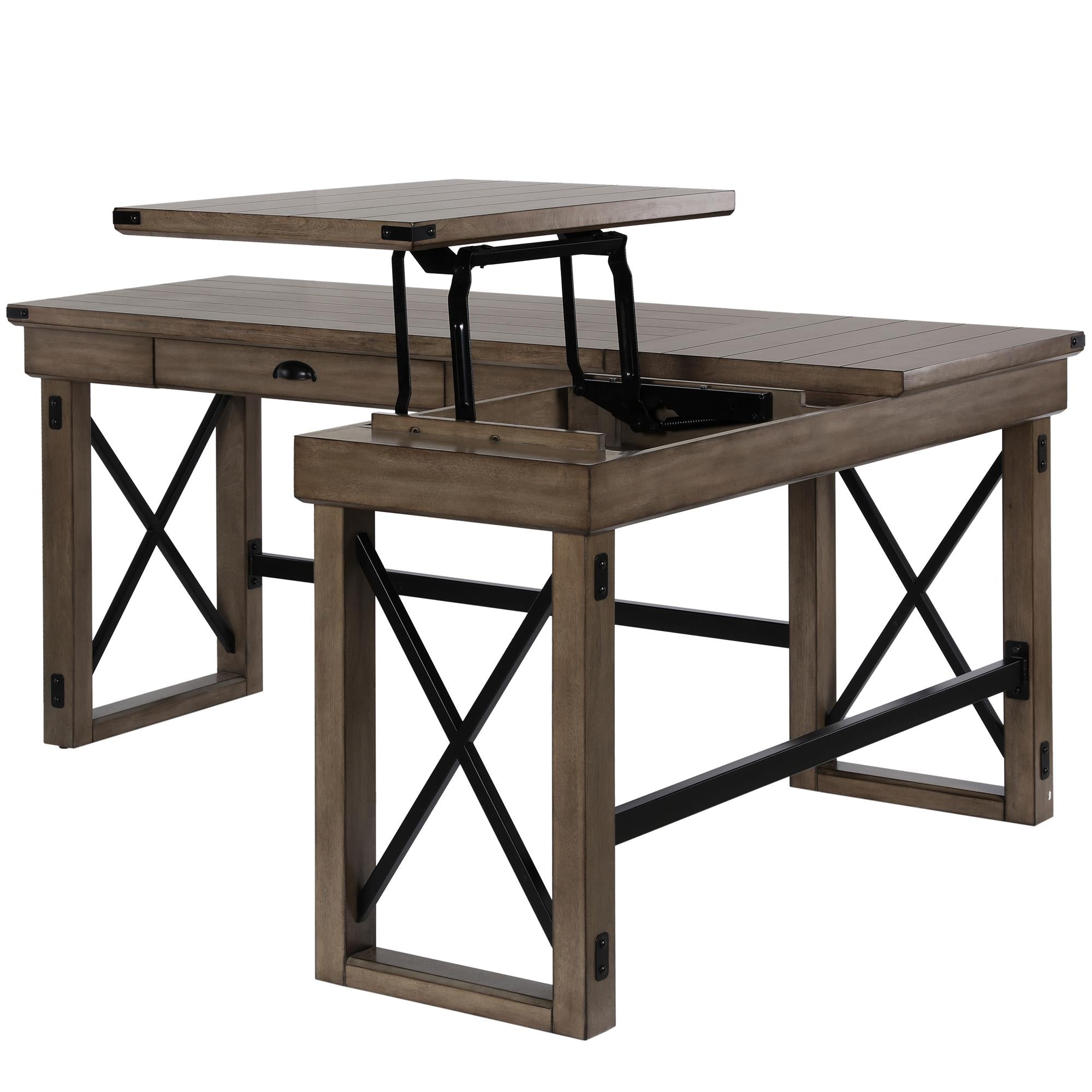 Ameriwood Home Wildwood L-Shaped Desk with Lift Top - Rustic Gray