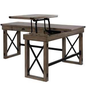 Ameriwood Home Wildwood L-Shaped Desk with Lift Top - Rustic Gray