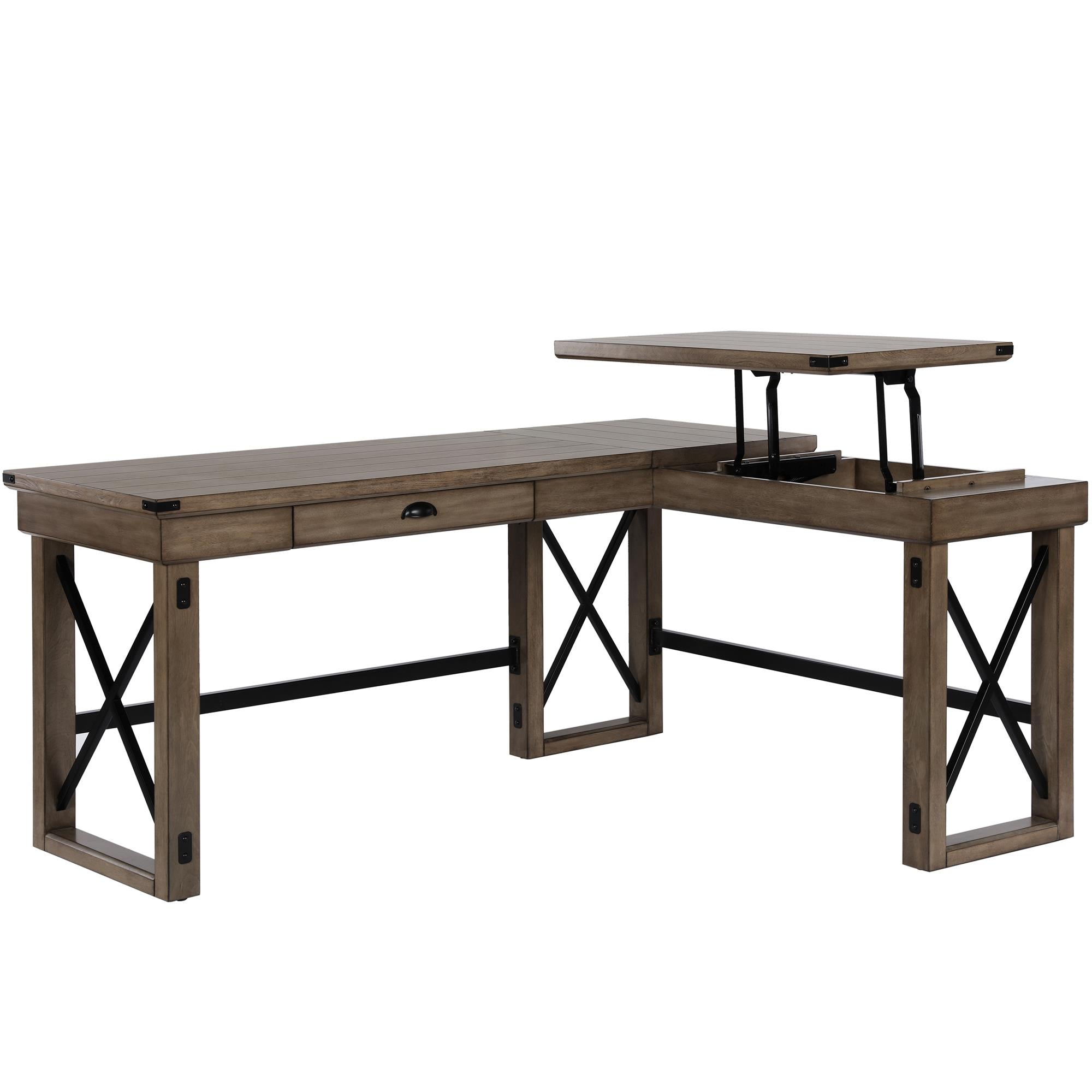 Ameriwood Home Wildwood L-Shaped Desk with Lift Top - Rustic Gray