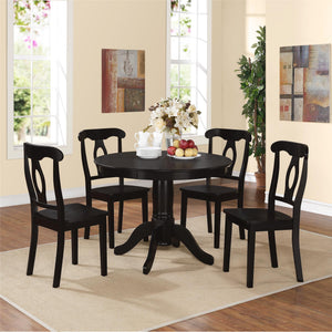 DHP Aubrey 5-Piece Traditional Pedestal Dining Set - Black