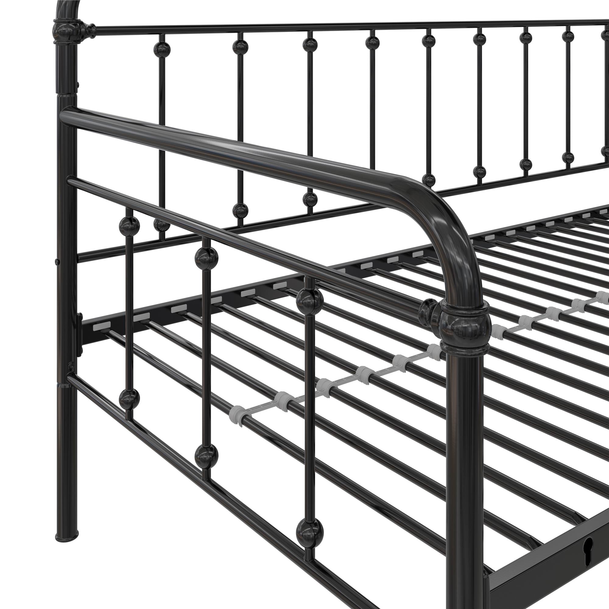 DHP Locky Metal Daybed with Pop Up Trundle - Black - Twin-Over-Twin