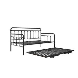 DHP Locky Metal Daybed with Pop Up Trundle - Black - Twin-Over-Twin