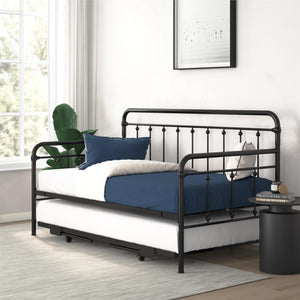 DHP Locky Metal Daybed with Pop Up Trundle - Black - Twin-Over-Twin