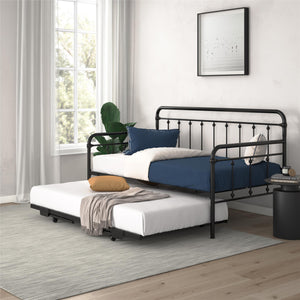 DHP Locky Metal Daybed with Pop Up Trundle - Black - Twin-Over-Twin