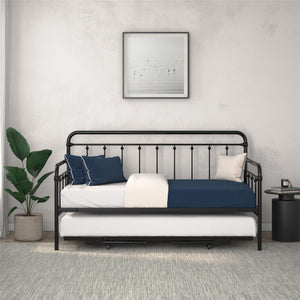 DHP Locky Metal Daybed with Pop Up Trundle - Black - Twin-Over-Twin