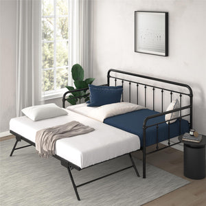 DHP Locky Metal Daybed with Pop Up Trundle - Black - Twin-Over-Twin