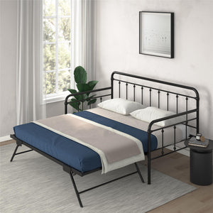 DHP Locky Metal Daybed with Pop Up Trundle - Black - Twin-Over-Twin