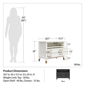 CosmoLiving Westerleigh Wide Nightstand - Black
