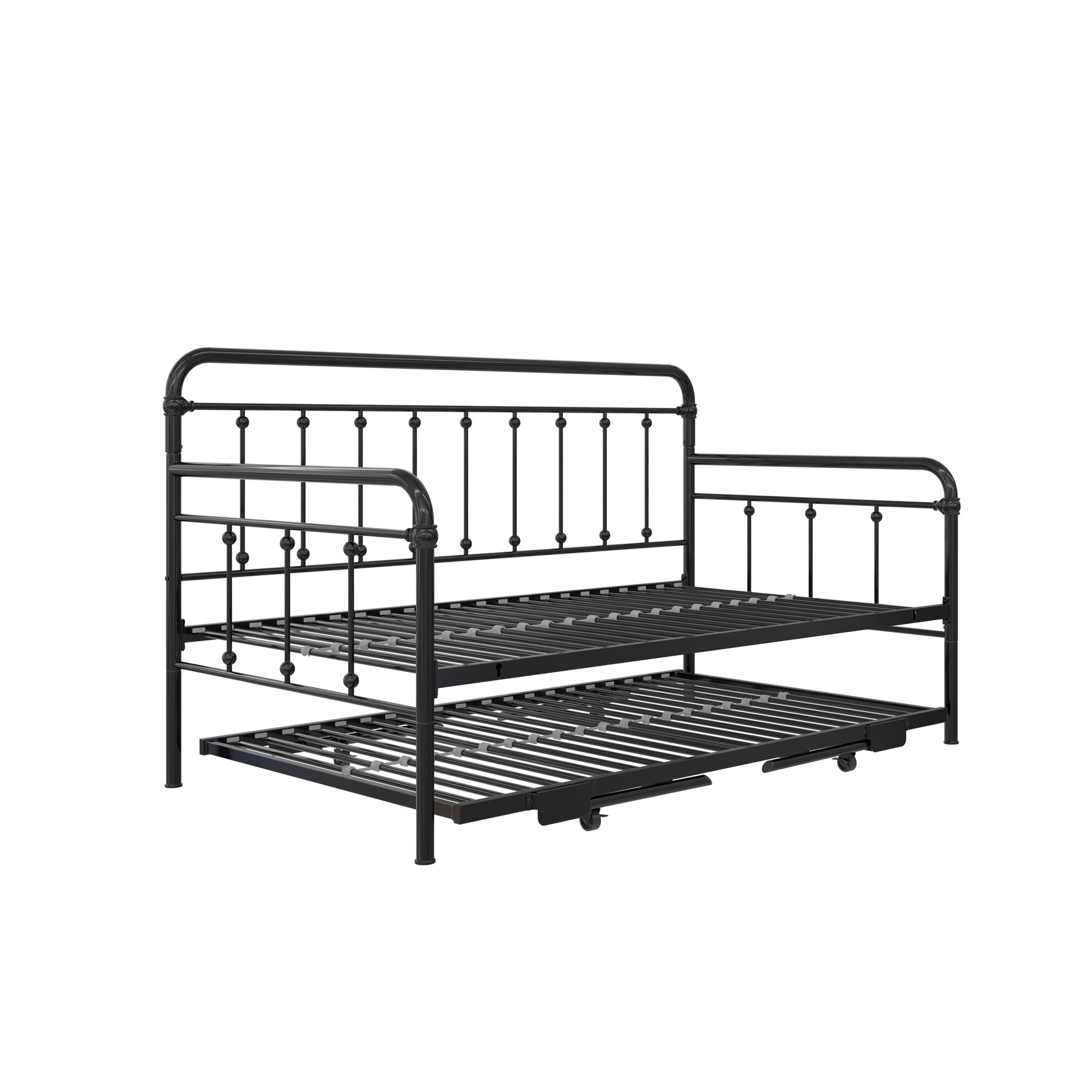 DHP Locky Metal Daybed with Pop Up Trundle - Black - Twin-Over-Twin