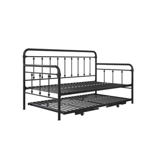 DHP Locky Metal Daybed with Pop Up Trundle - Black - Twin-Over-Twin
