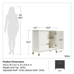Westerleigh 2-Door Accent Cabinet, Black - Black