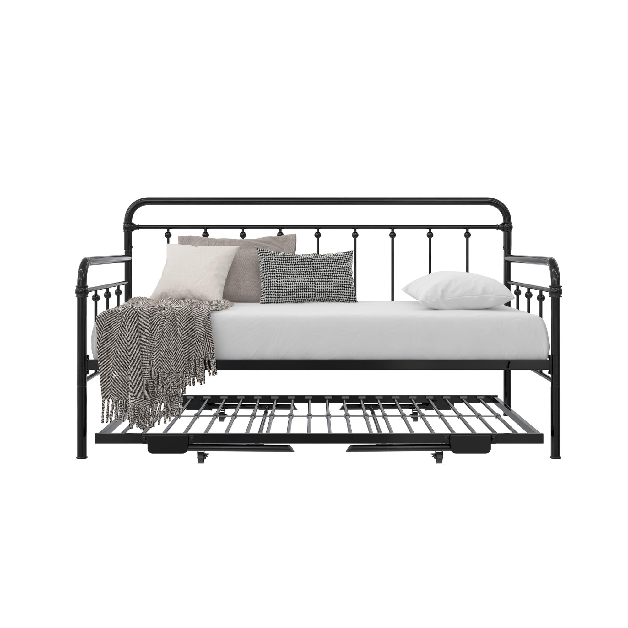 DHP Locky Metal Daybed with Pop Up Trundle - Black - Twin-Over-Twin