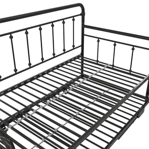 DHP Locky Metal Daybed with Pop Up Trundle - Black - Twin-Over-Twin