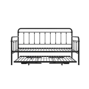 DHP Locky Metal Daybed with Pop Up Trundle - Black - Twin-Over-Twin