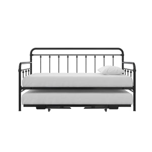 DHP Locky Metal Daybed with Pop Up Trundle - Black - Full-Over-Twin