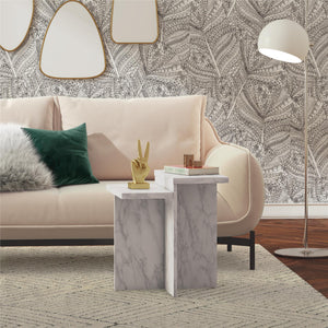 Brielle Accent Table, White Faux Marble - White marble