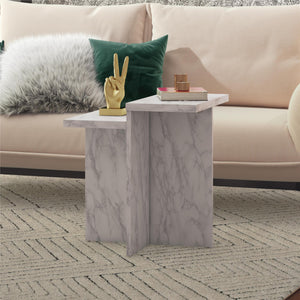 Brielle Accent Table, White Faux Marble - White marble