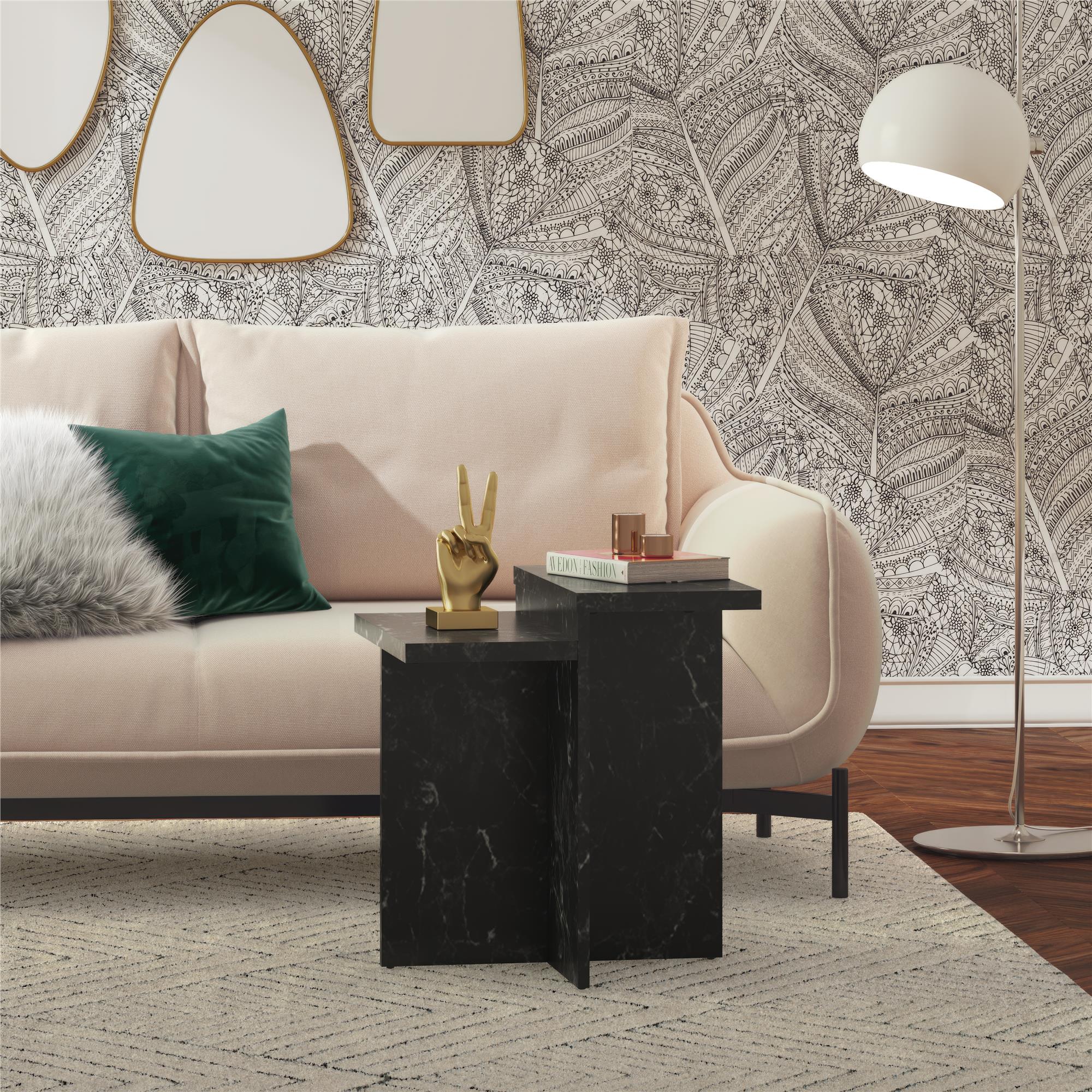 CosmoLiving Brielle Accent Table - Black Marble