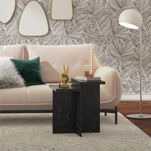CosmoLiving Brielle Accent Table - Black Marble