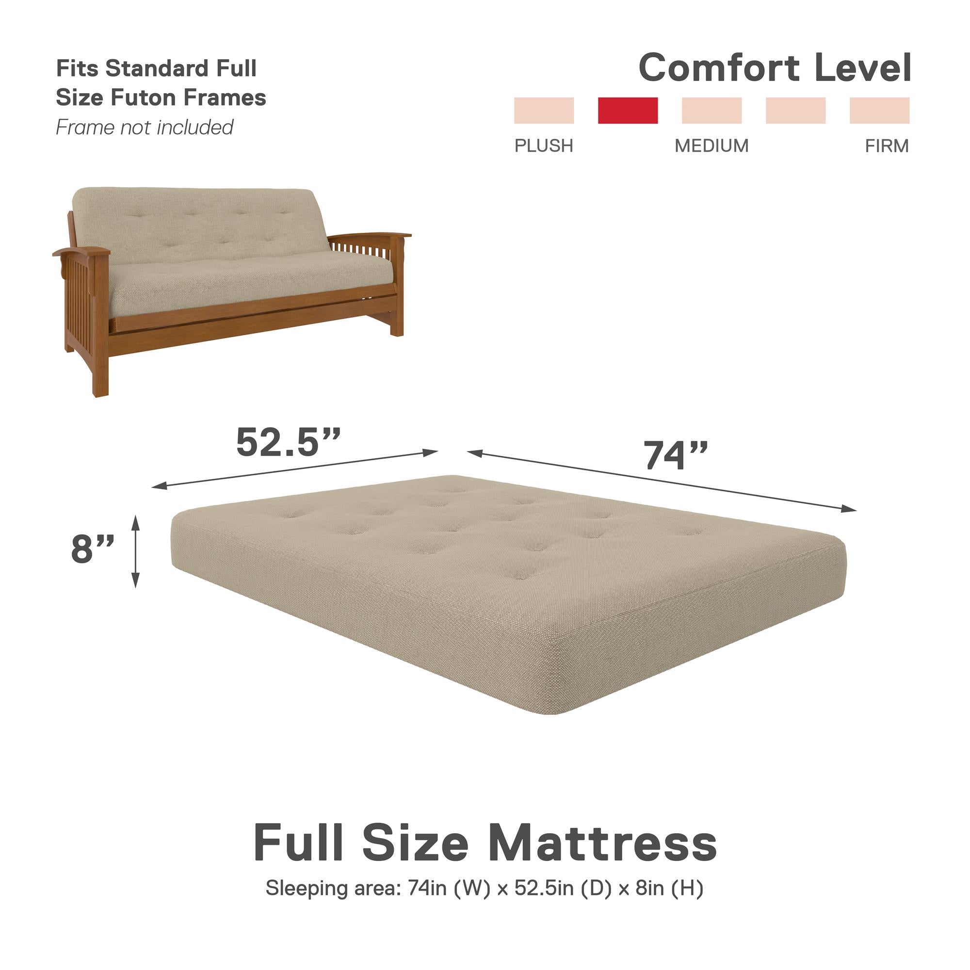 DHP Trule 8" Pocket Spring Futon Mattress - Beige - Full