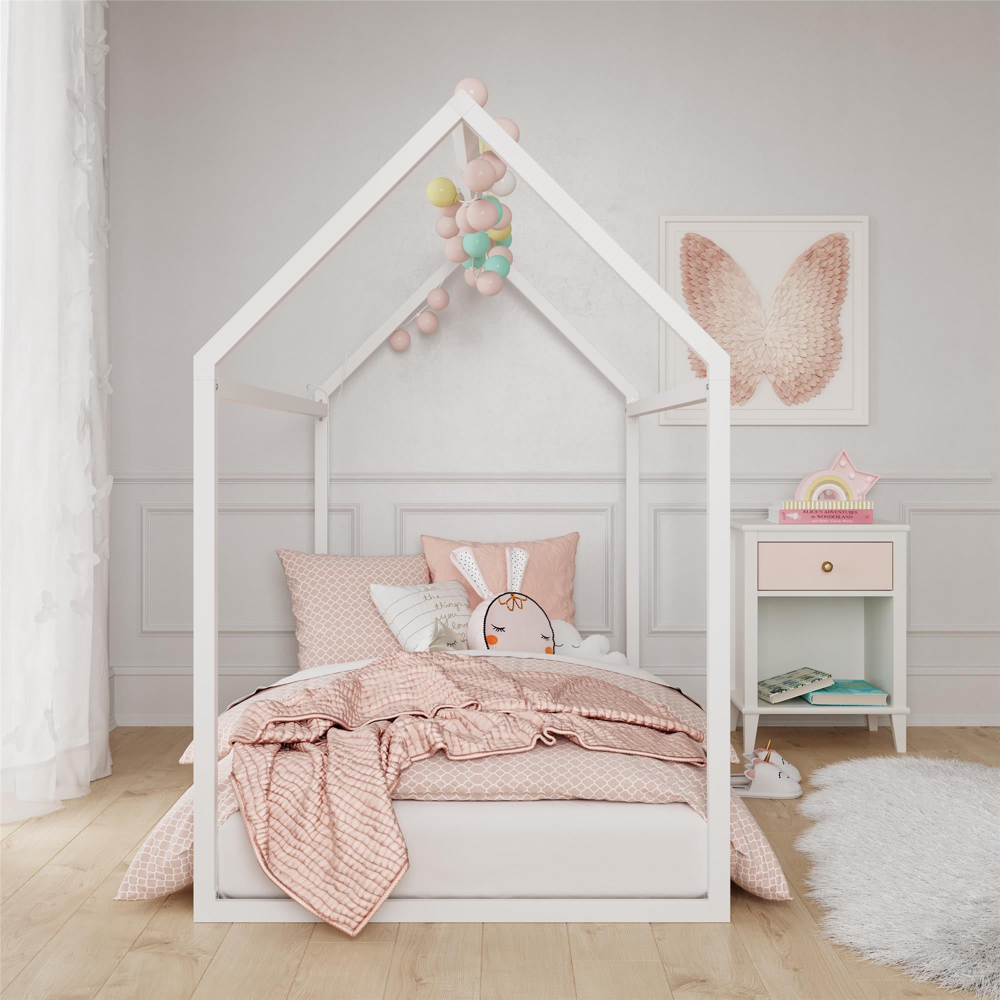 Max & Finn Skyler Metal House Bed - White - Twin