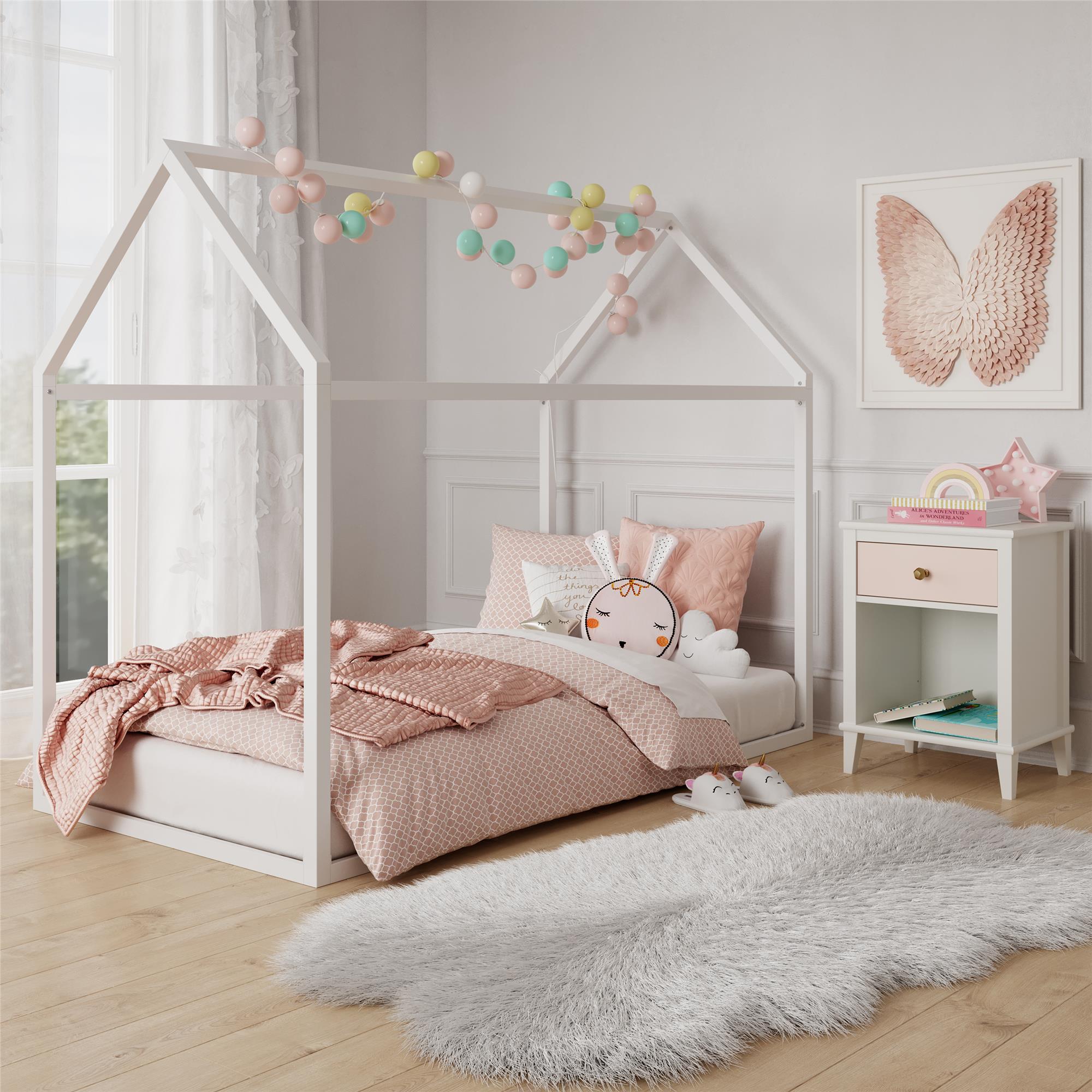Max & Finn Skyler Metal House Bed - White - Twin