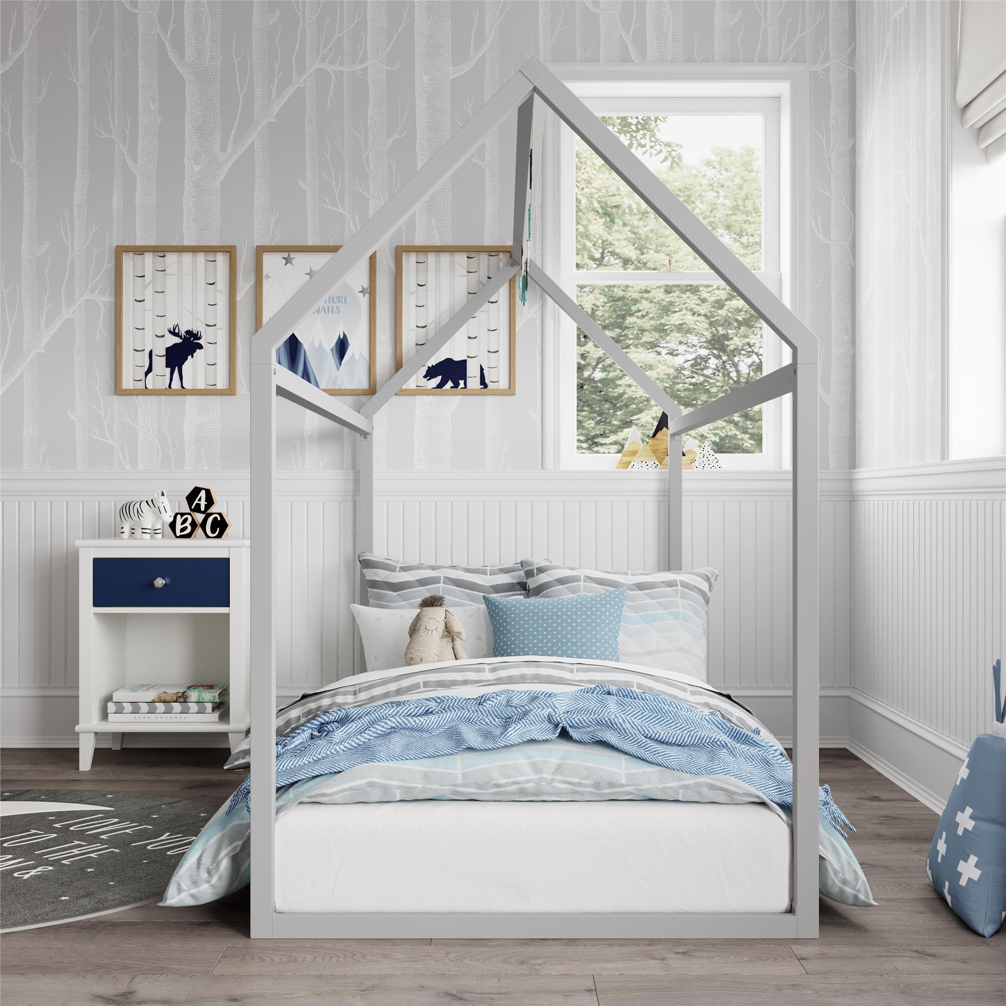 Max & Finn Skyler Metal House Bed - Dove Gray - Twin