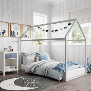 Max & Finn Skyler Metal House Bed - Dove Gray - Twin